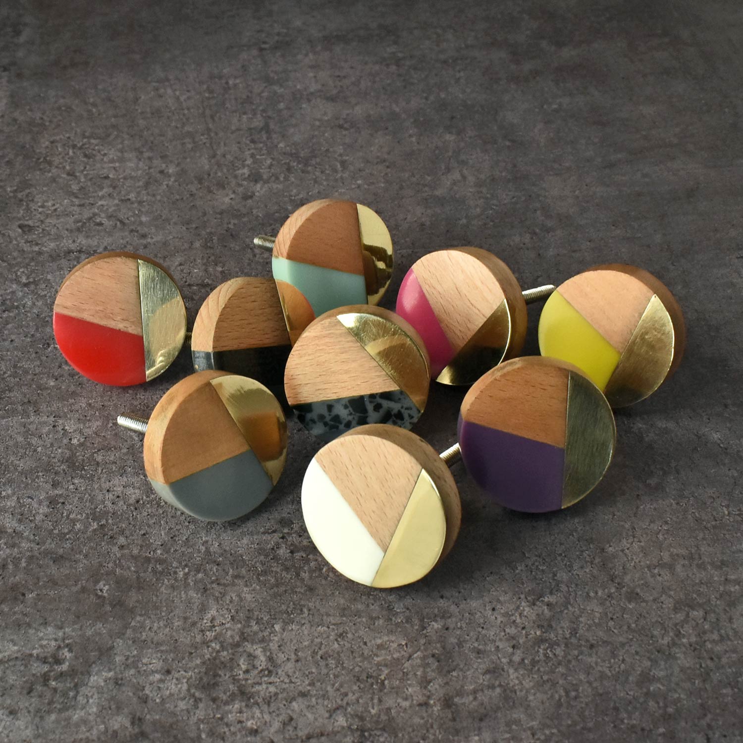 Colorful wood brass kitchen cabinet dresser knob