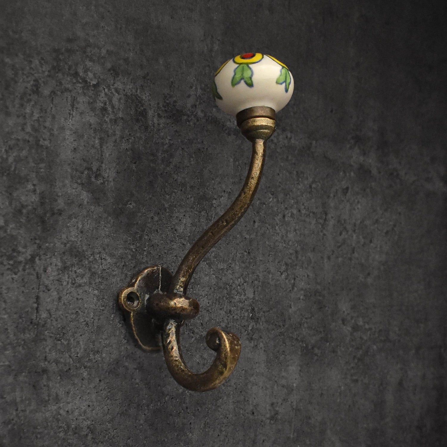 Raku Antique Brass Ceramic Coat and Wall Hooks and Hangers