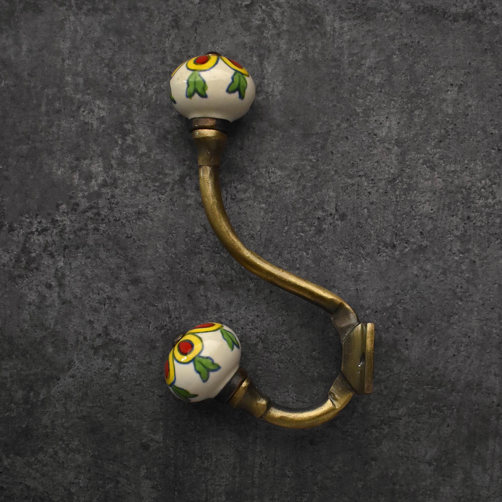 Raku Antique Brass Ceramic Coat and Wall Hooks and Hangers