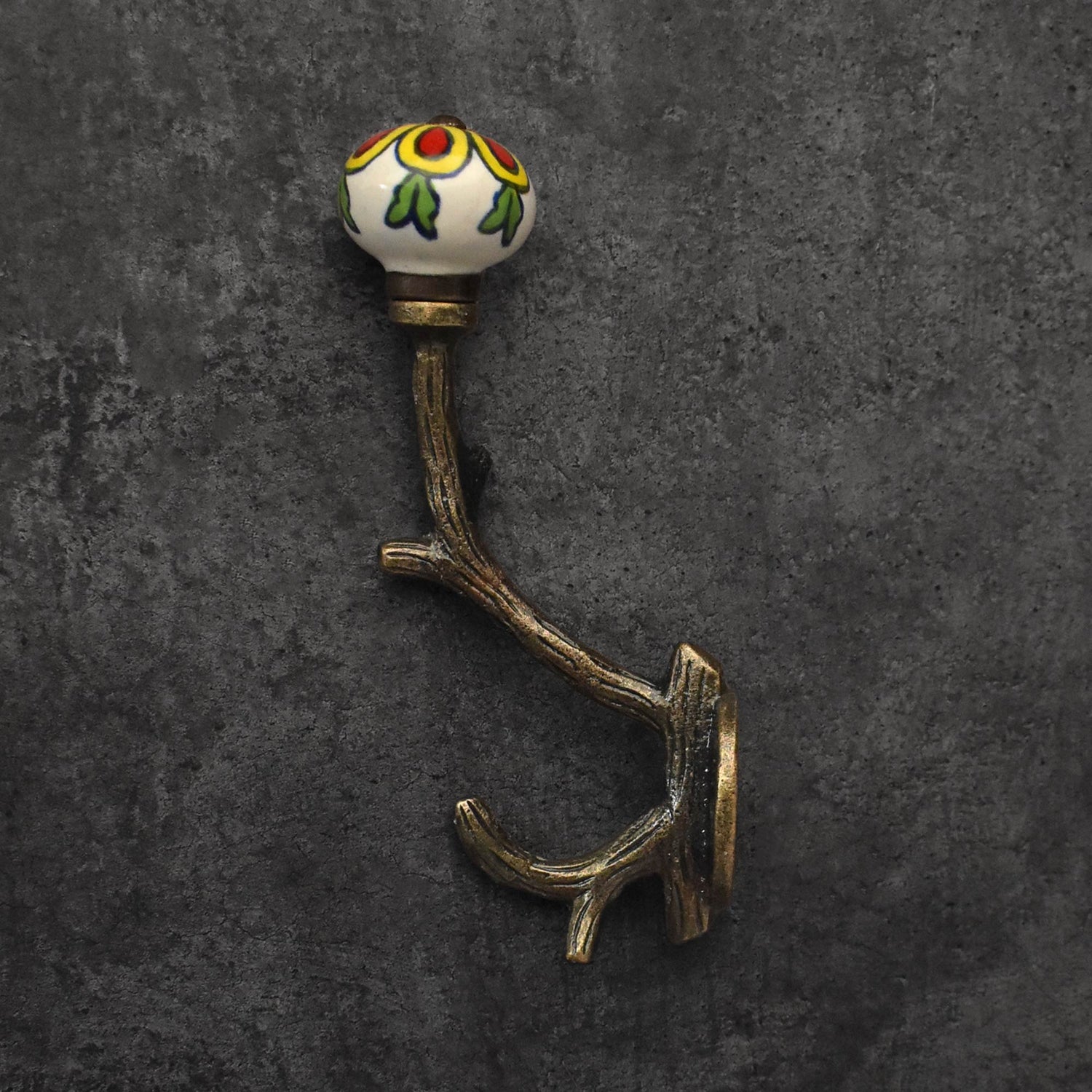 Raku Antique Brass Ceramic Coat and Wall Hooks and Hangers