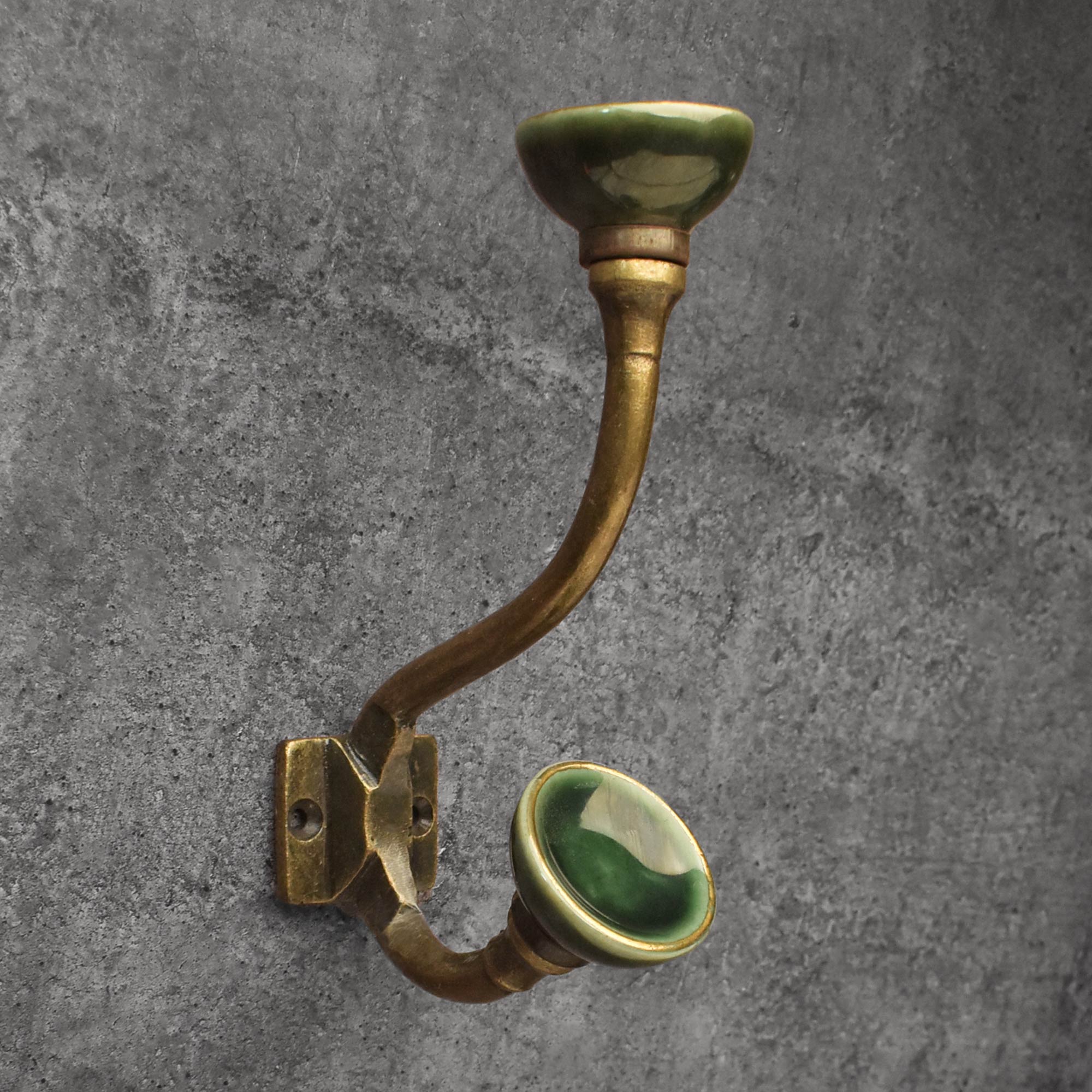 Evolve Antique Brass Gold Ceramic Knob Coat and Wall Hooks