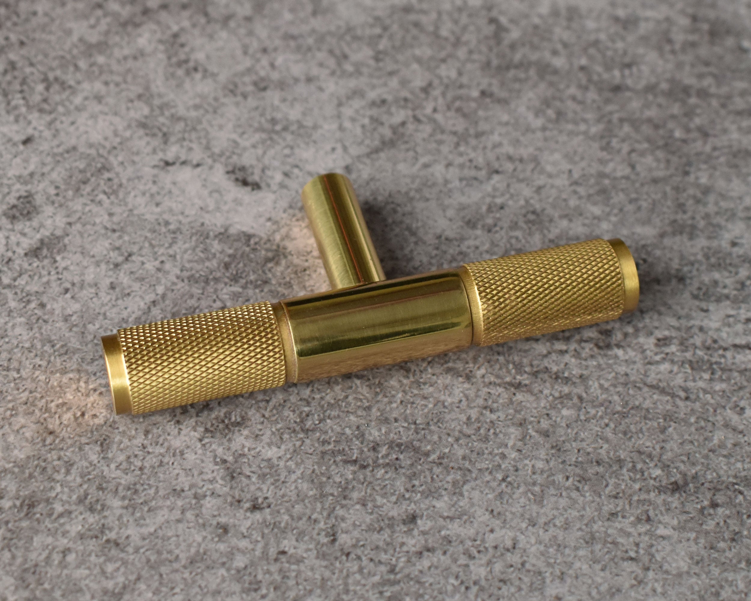 polished brass t bar drawer knob handle