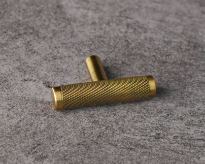 Cassander T Bar Solid Brass Knurled Cabinet Drawer Pull