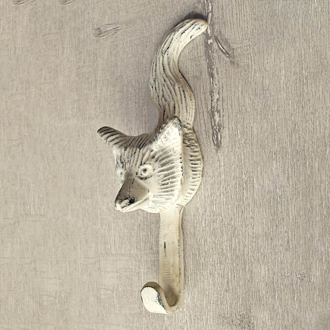 Fawna White Fox Wall Hook and Hanger Spruce and Pop