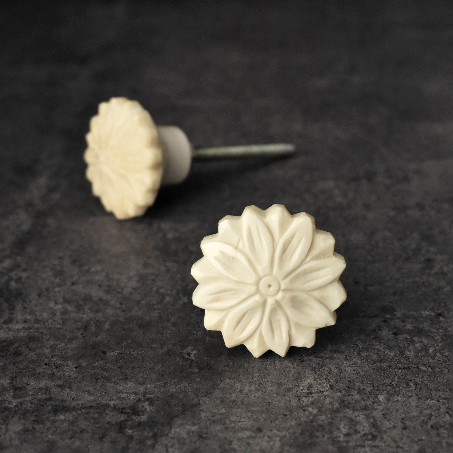 Nebula Bone Flower Drawer Knob and Pull