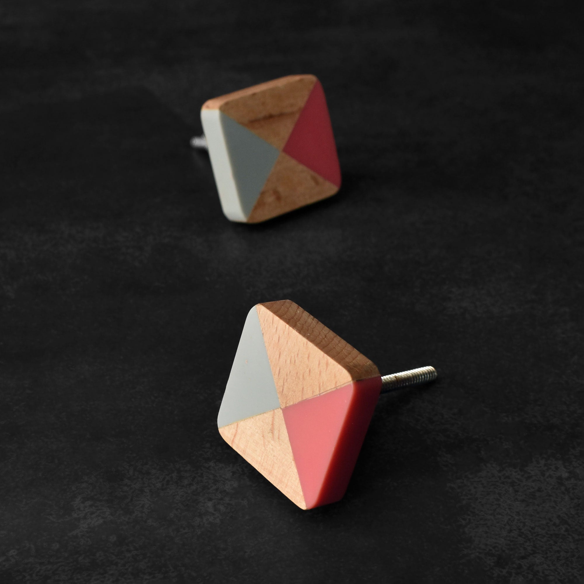 Zemari Pink Grey Resin Wood Drawer Knob
