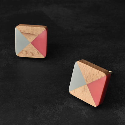 Zemari Pink Grey Resin Wood Drawer Knob