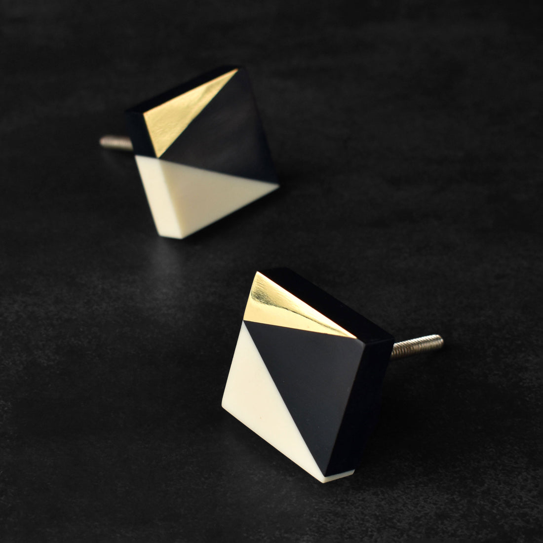 Marqel Black and White Resin Brass Drawer Knob