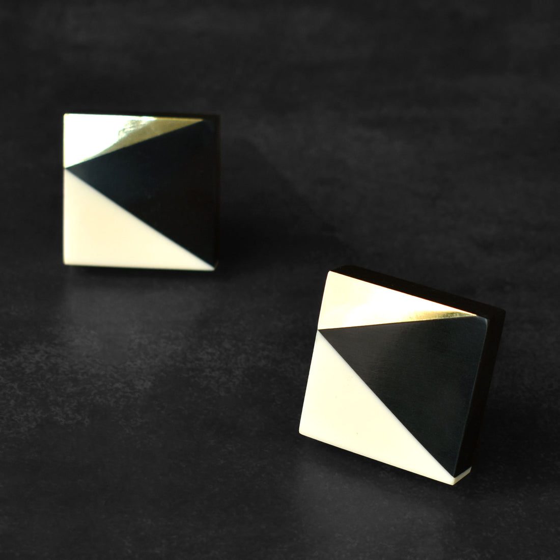 Marqel Black and White Resin Brass Drawer Knob