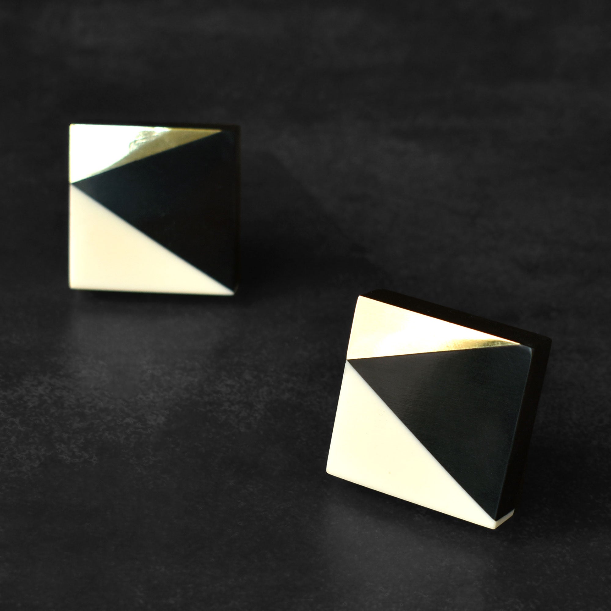 Marqel Black and White Resin Brass Drawer Knob
