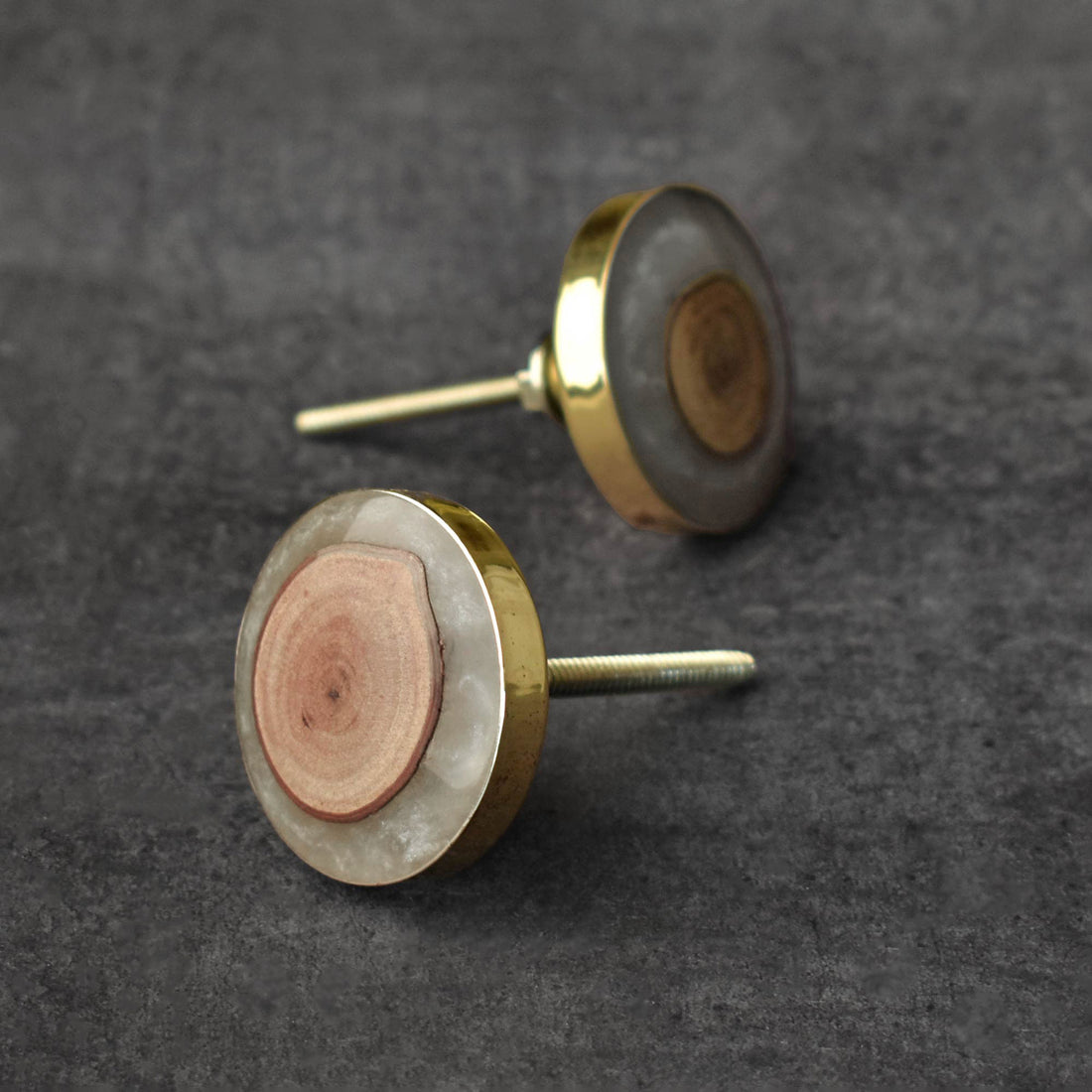 Agora Brass Inlay Resin Wood Cabinet Dresser Drawer Knob