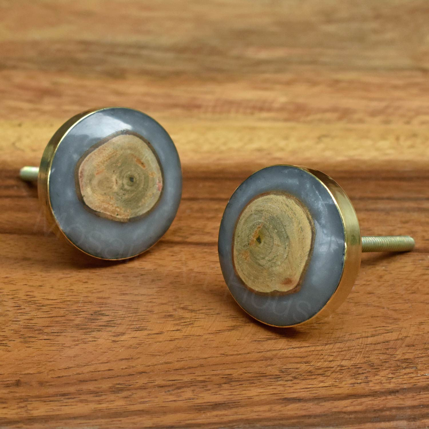 wood brass knob