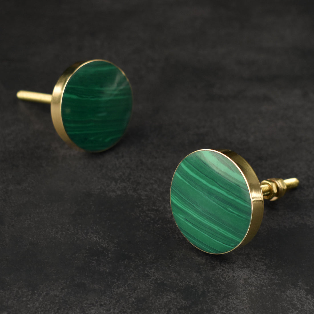 Shamrock Brass Inlay Textured Stone Dresser Drawer Knob