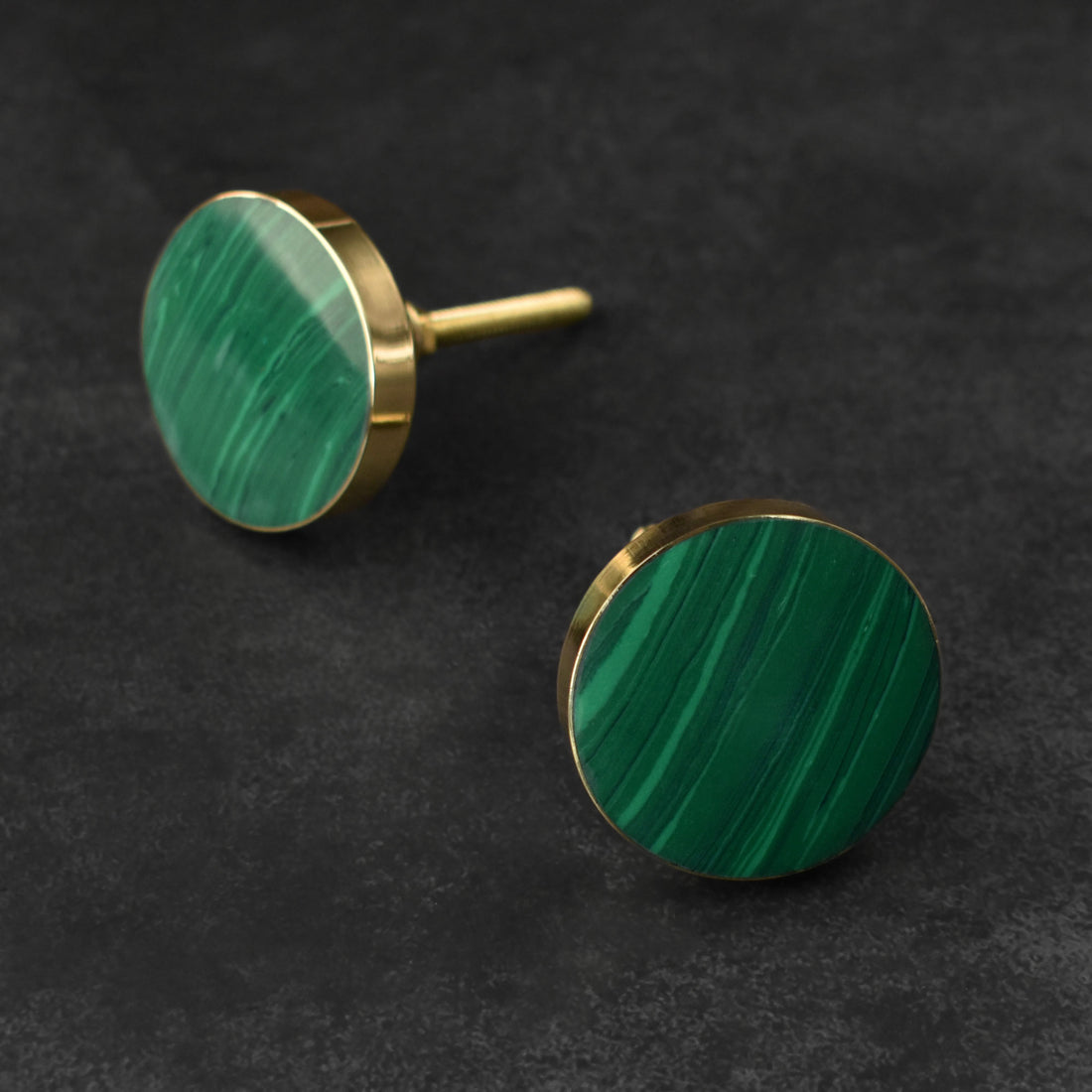 Shamrock Brass Inlay Textured Stone Dresser Drawer Knob