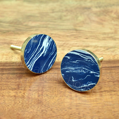 Acropolis Brass Inlay Textured Stone Dresser Drawer Knob