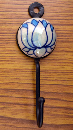 Regent Lotus Floral Ceramic Coat Wall Hook and Keys Hanger