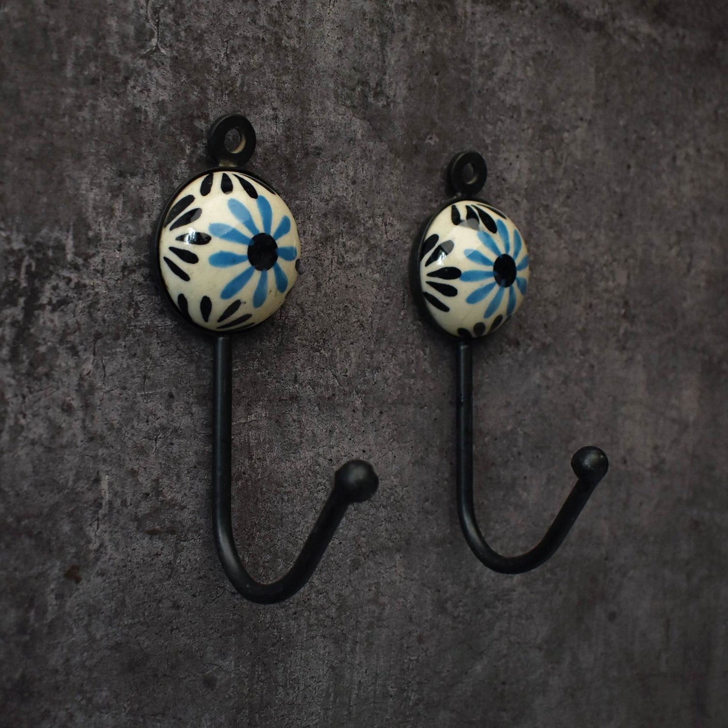 Ealing Floral Ceramic Coat Wall Hook and Keys Hanger