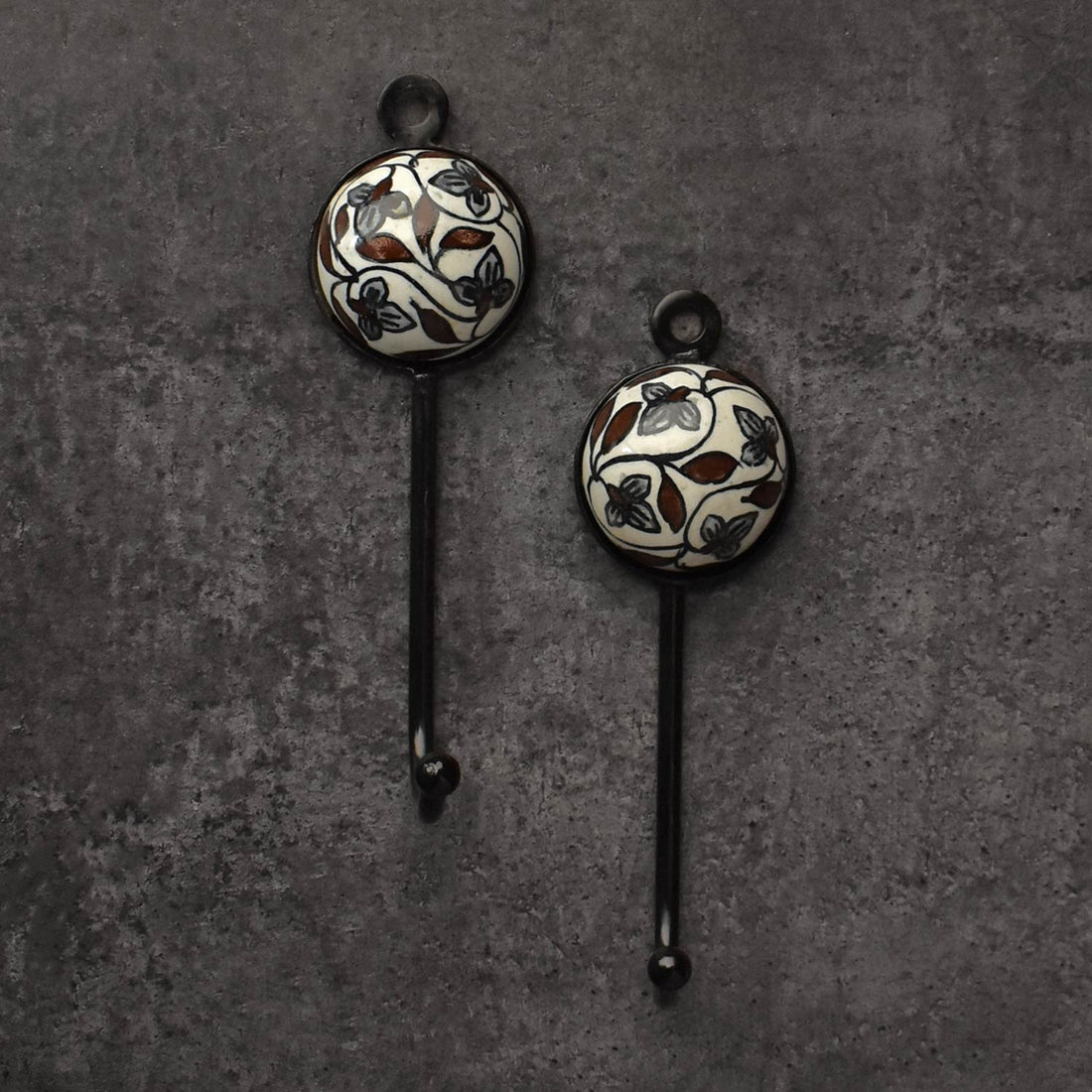 Ash Bloom Floral Ceramic Coat Wall Hook and Keys Hanger