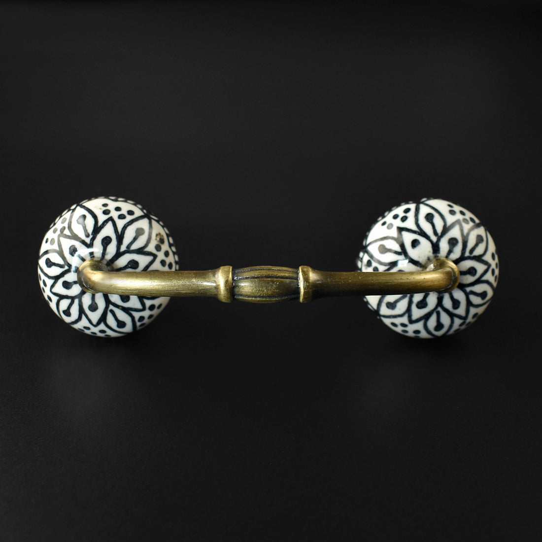 Wyoming Black Floral Ceramic Knob Antique Door Handle and Pull