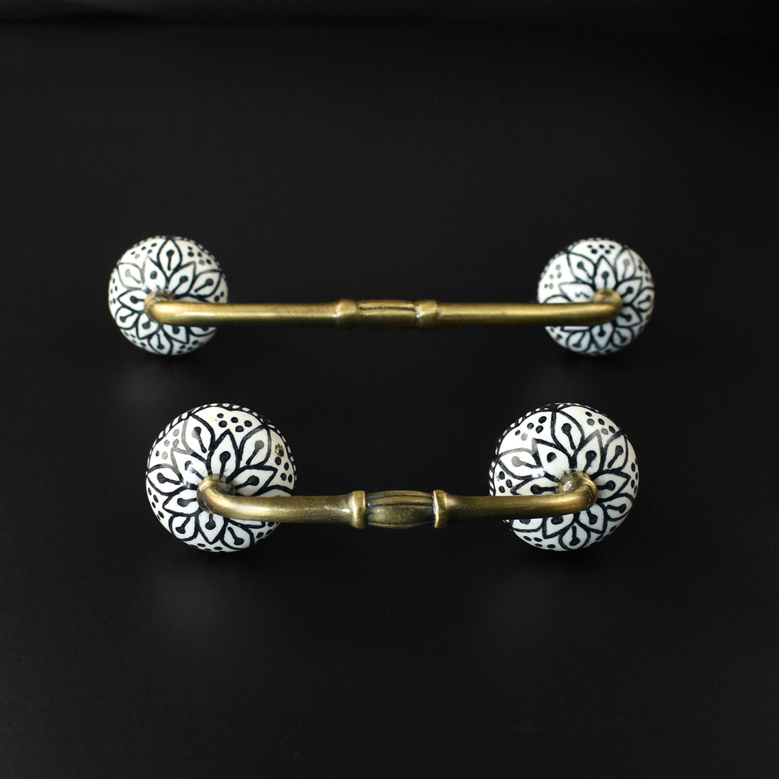 Wyoming Black Floral Ceramic Knob Antique Door Handle and Pull