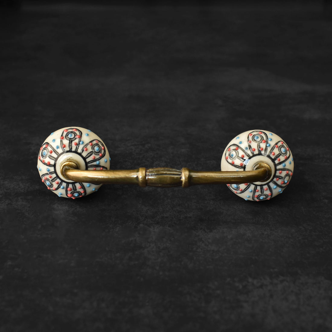 Golconda Floral Ceramic Knob Antique Cabinet Door Handle