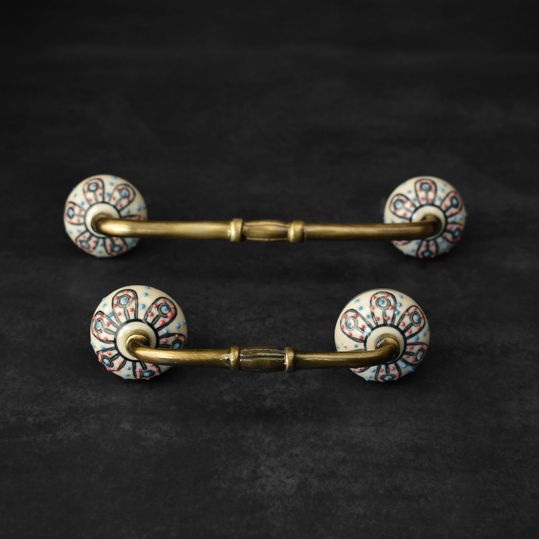 Golconda Floral Ceramic Knob Antique Cabinet Door Handle