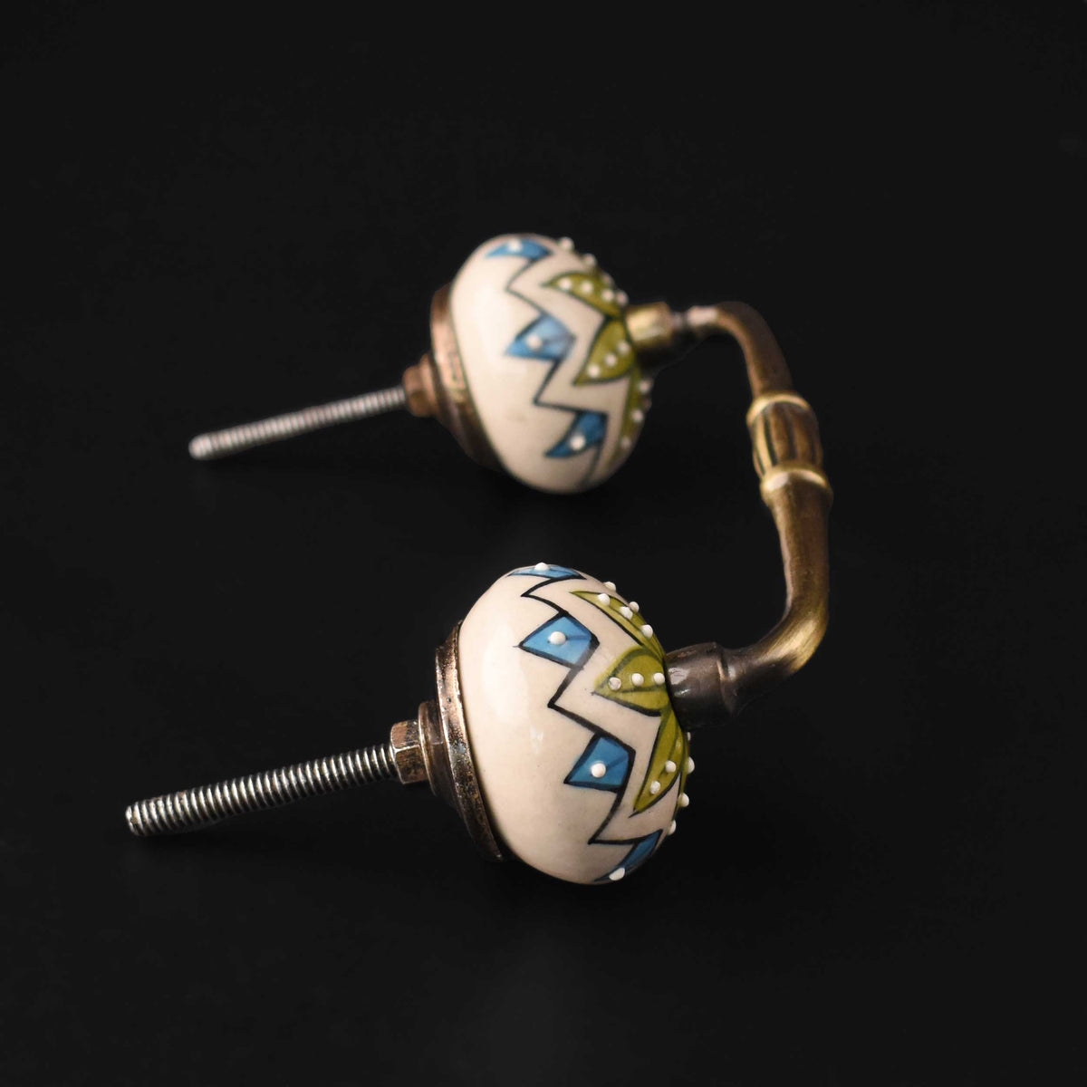 Jaisalmer Floral Ceramic Knob Antique Cabinet Door Handle