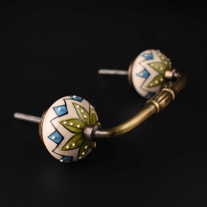 Jaisalmer Floral Ceramic Knob Antique Cabinet Door Handle