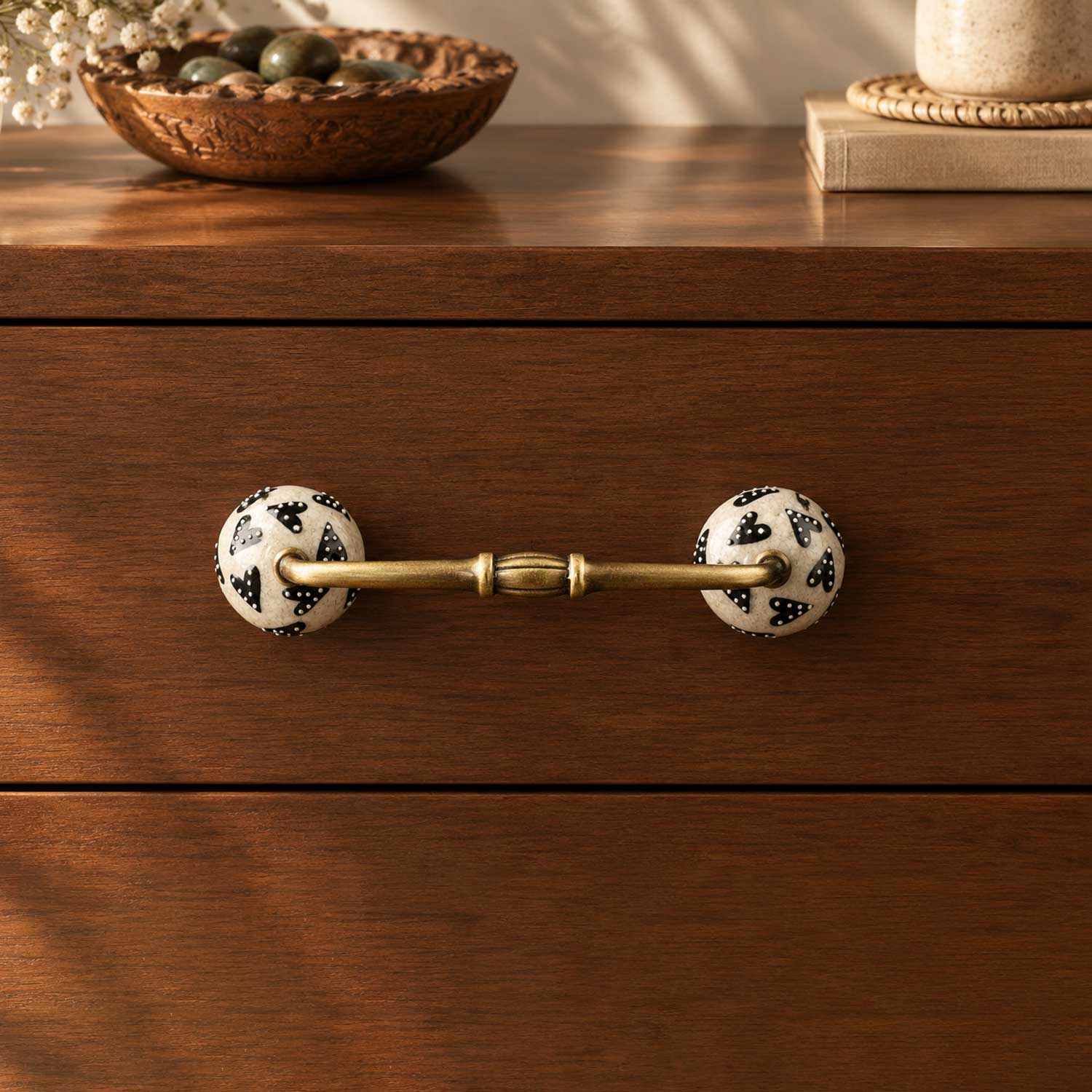 Mysore Floral Ceramic Knob Antique Cabinet Door Handle