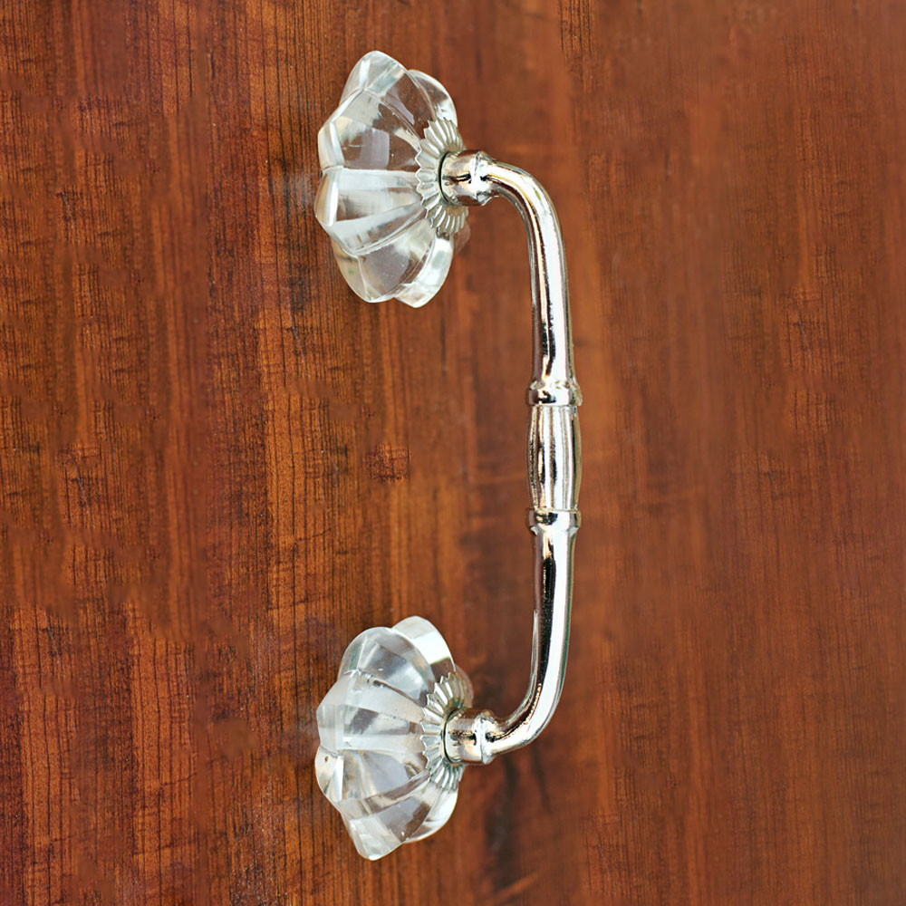 Zambezi Clear Glass Knob Silver Cabinet and Cupboard Handle