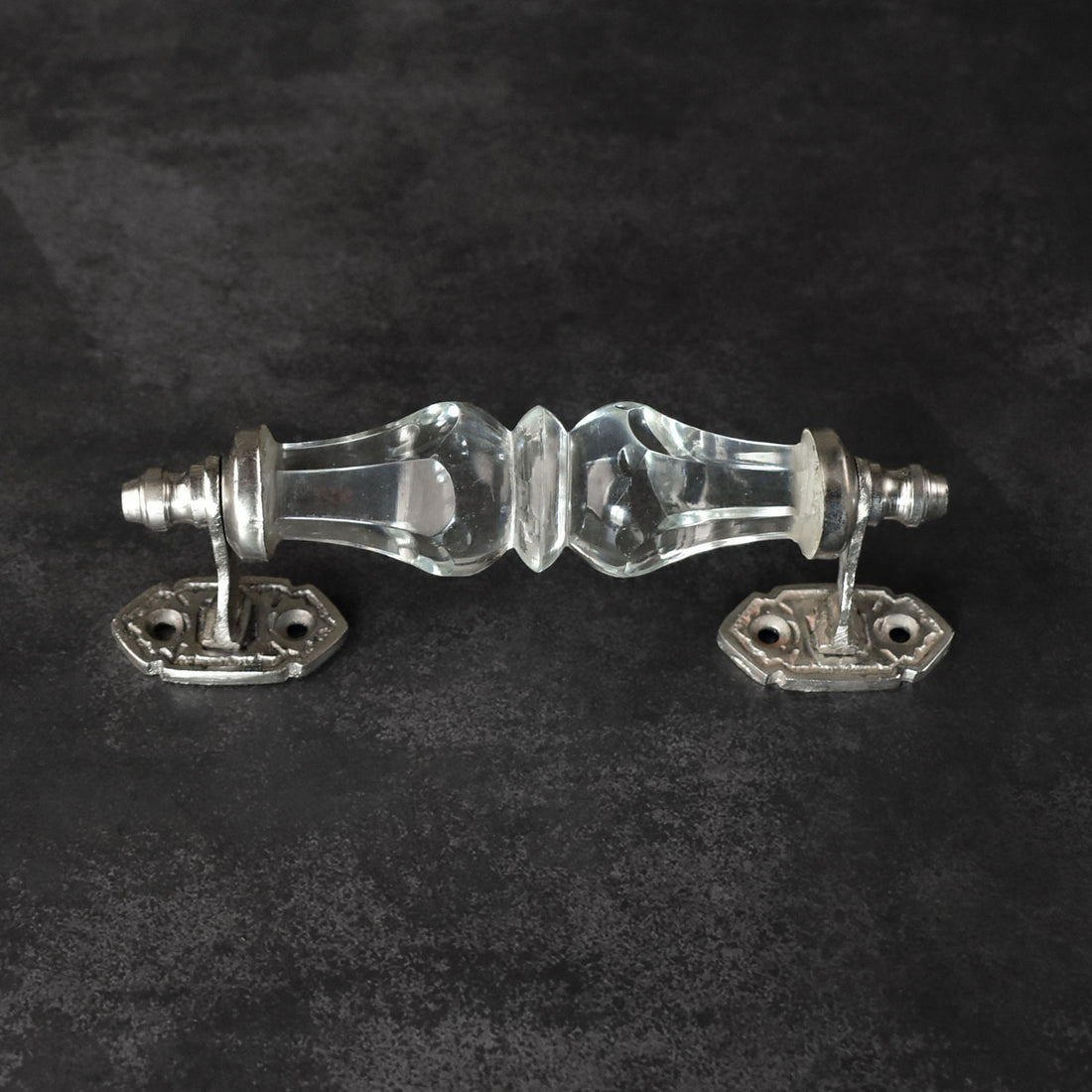 clear glass door handle