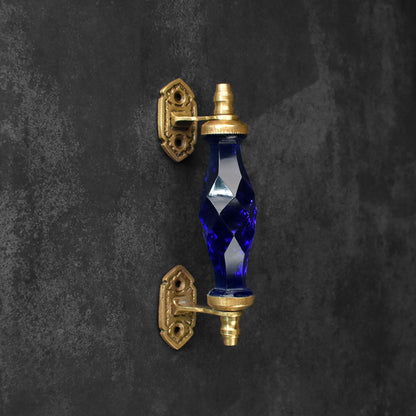 Senegal Blue Glass Brass Cabinet and Cupboard Door Handle