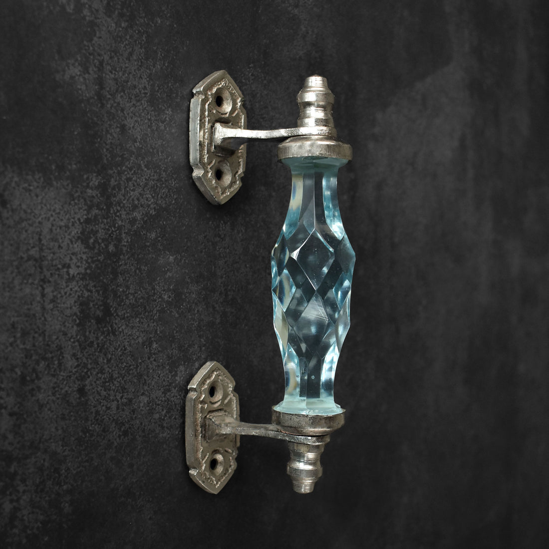 Kayseri Aqua Blue Glass Brass Cabinet and Wardrobe Handle