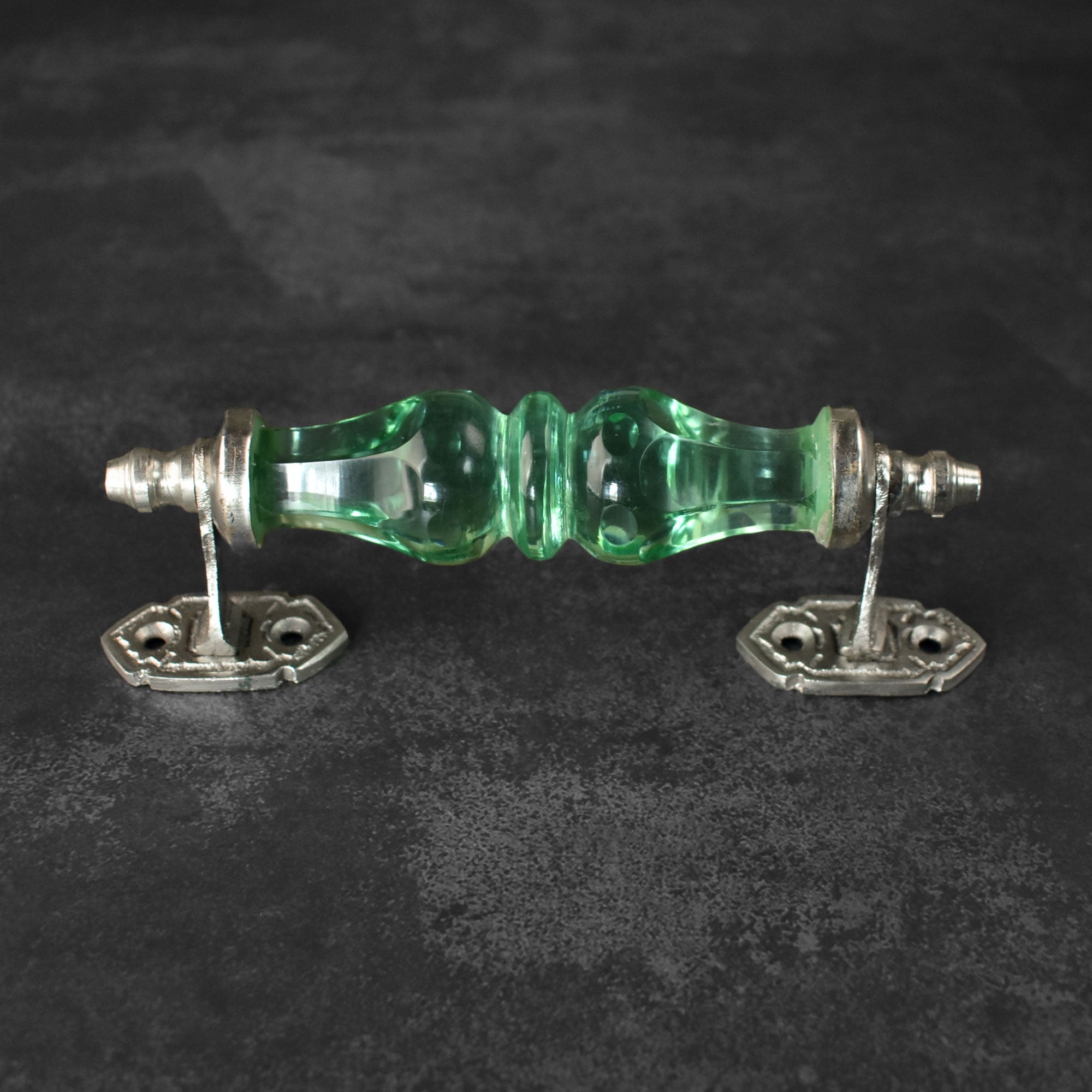 Pavlodar Green Glass Silver Cabinet and Drawer Handle