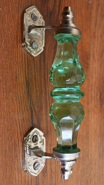 Pavlodar Green Glass Silver Cabinet and Drawer Handle