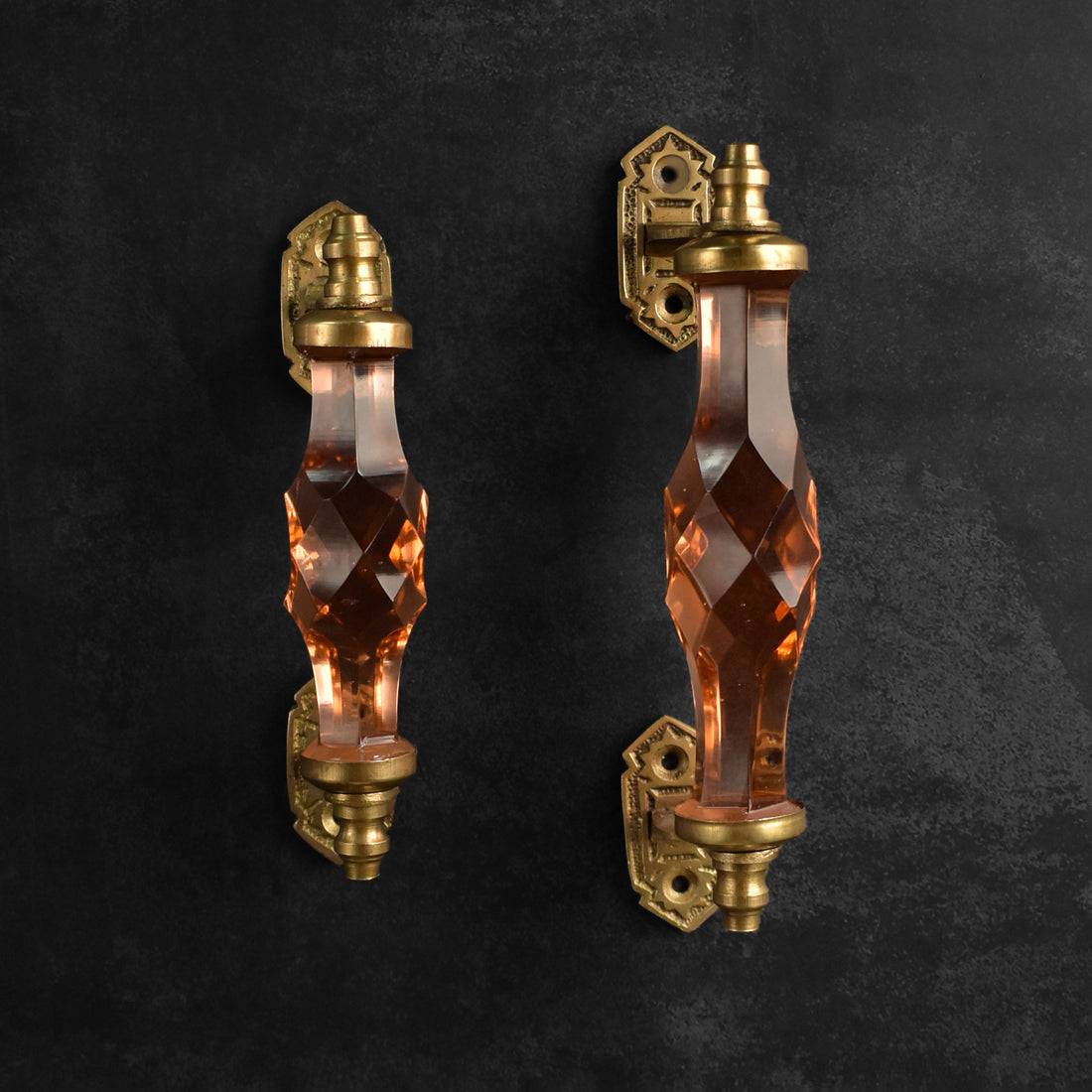 Semey Amber Glass Brass Cabinet and Drawer Handle