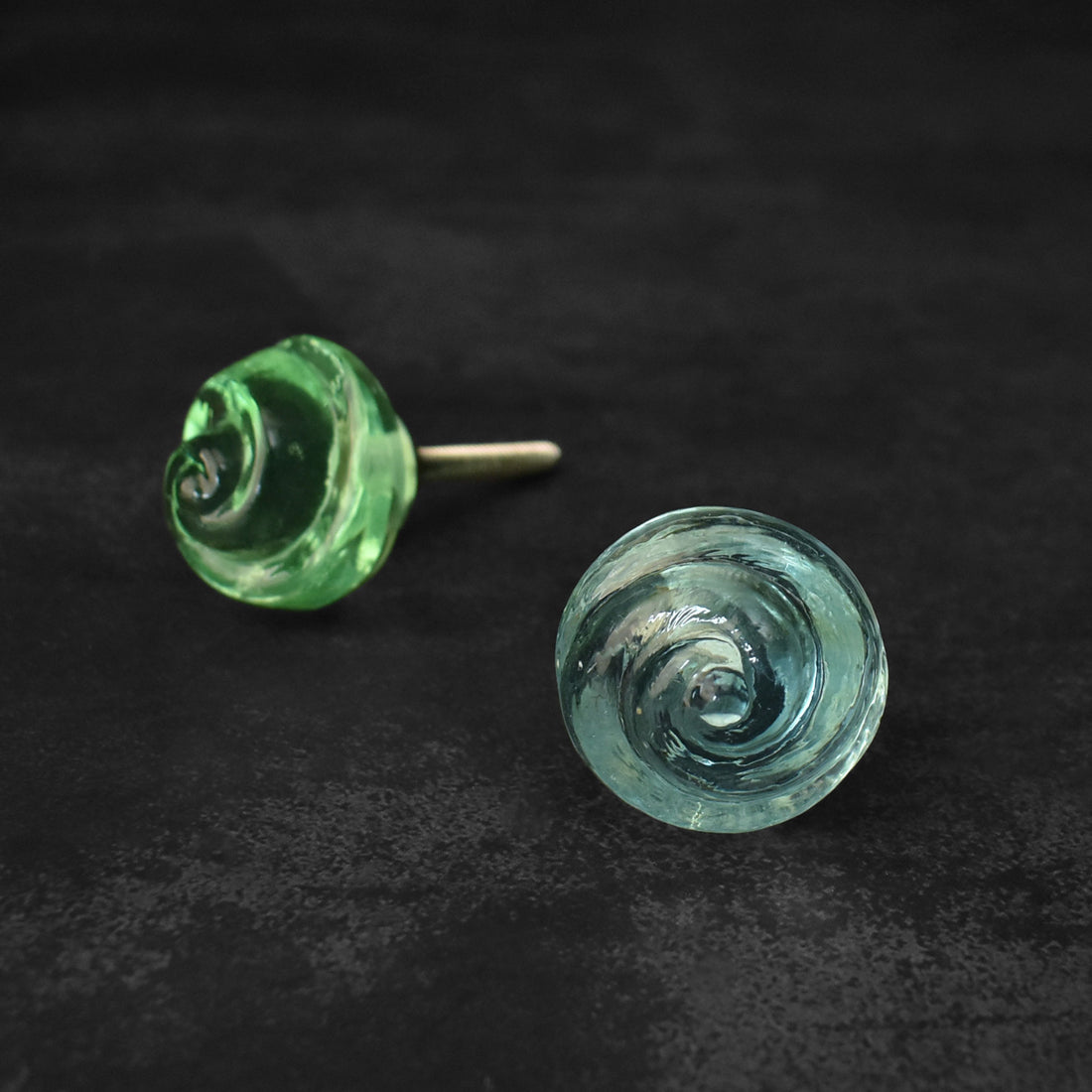 blue green glass drawer knob