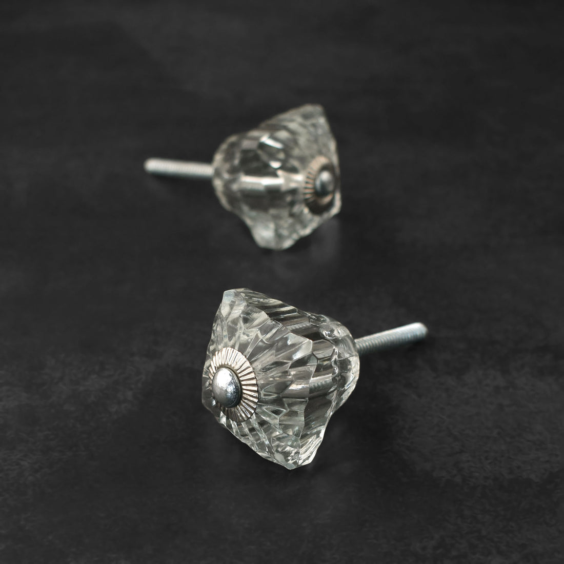 Menes Clear Cut Glass Cabinet Door Knob and Pull