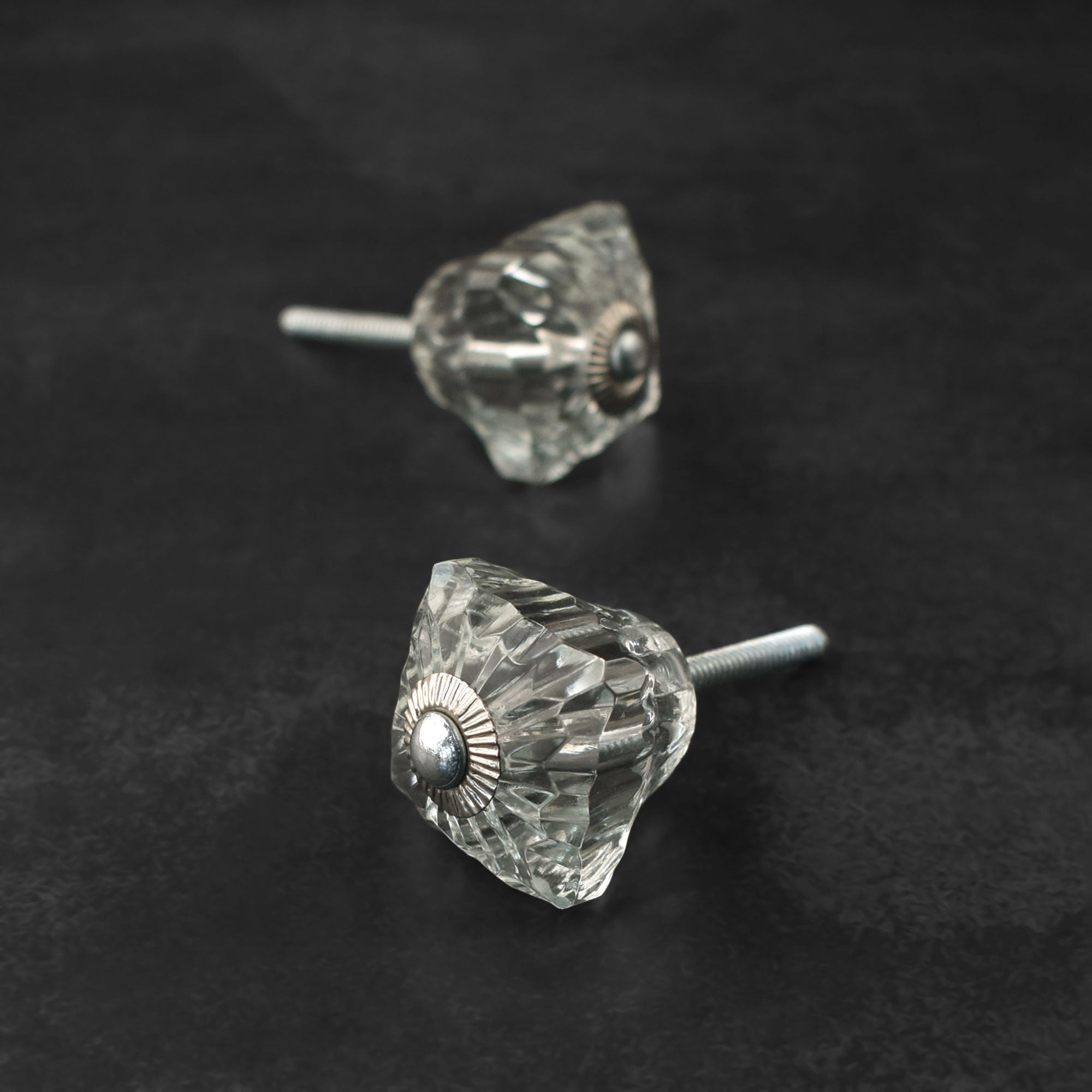 Menes Clear Cut Glass Cabinet Door Knob and Pull