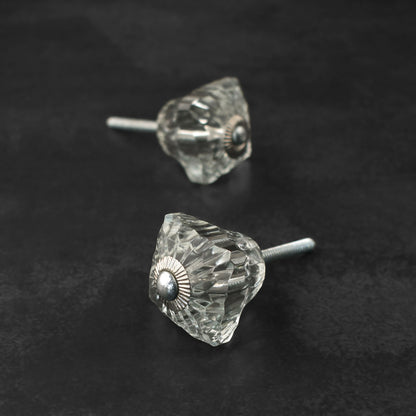 Menes Clear Cut Glass Cabinet Door Knob and Pull