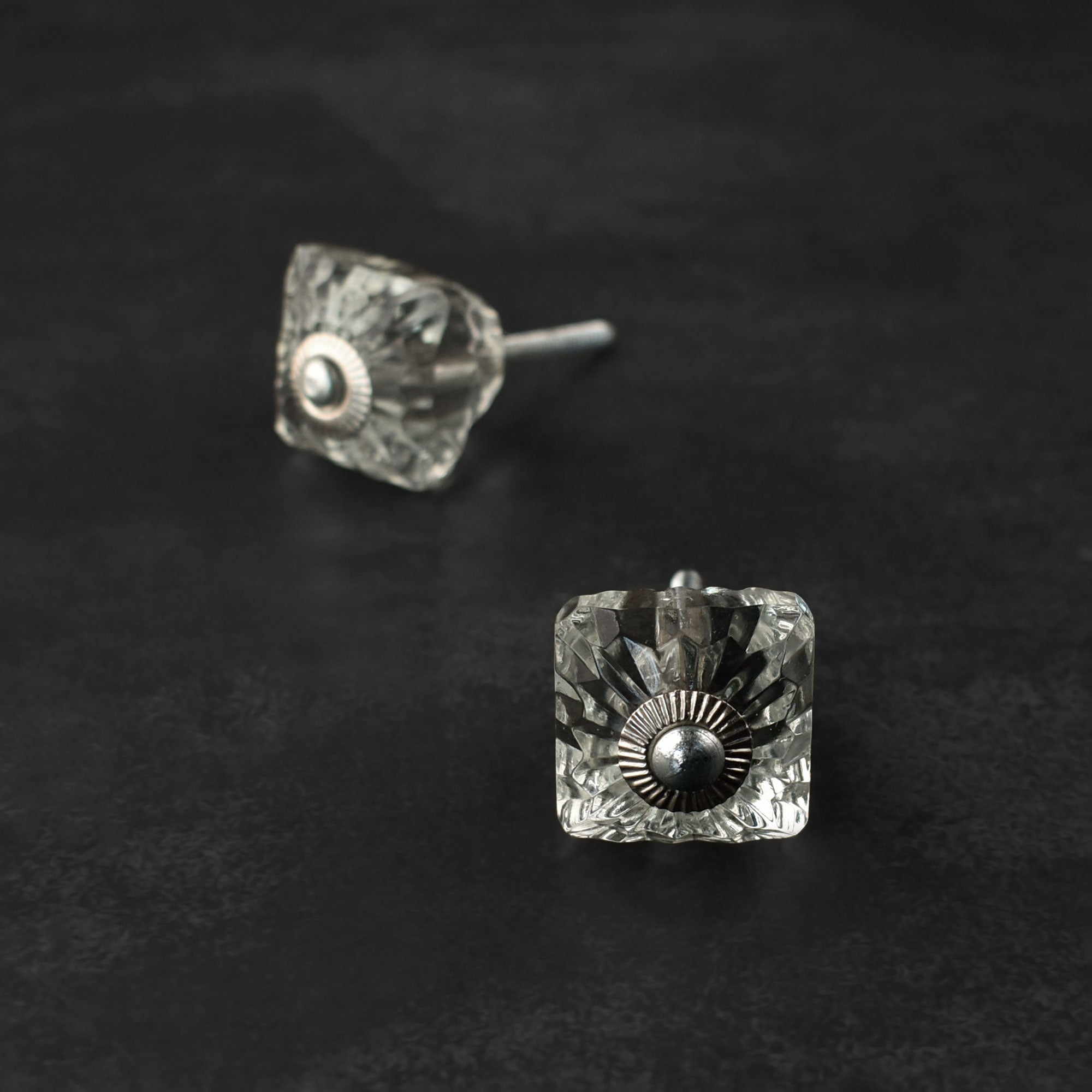 Menes Clear Cut Glass Cabinet Door Knob and Pull