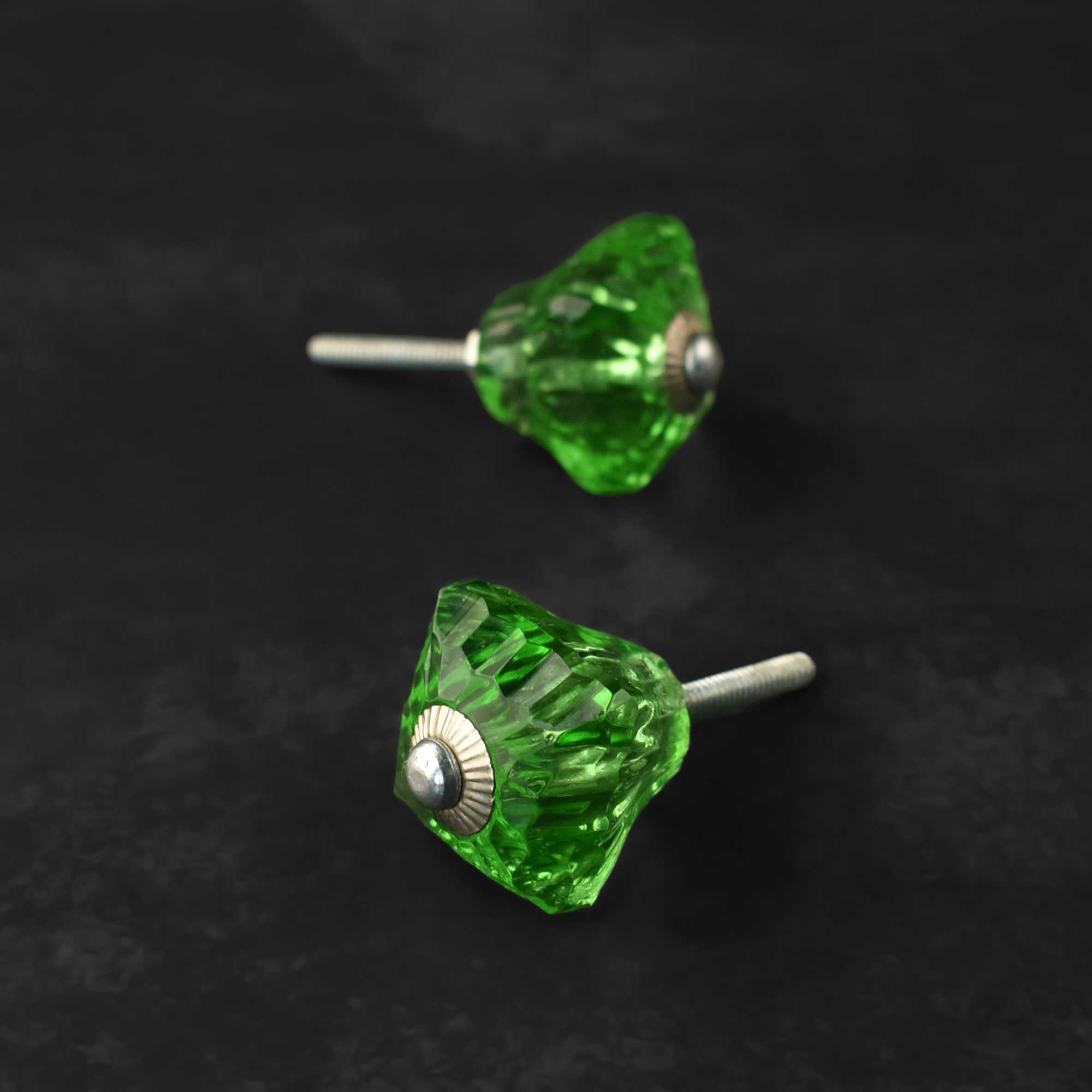 Menes Green Cut Glass Cabinet Door Knob and Pull