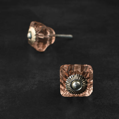 Menes Amber Cut Glass Cabinet Door Knob and Pull