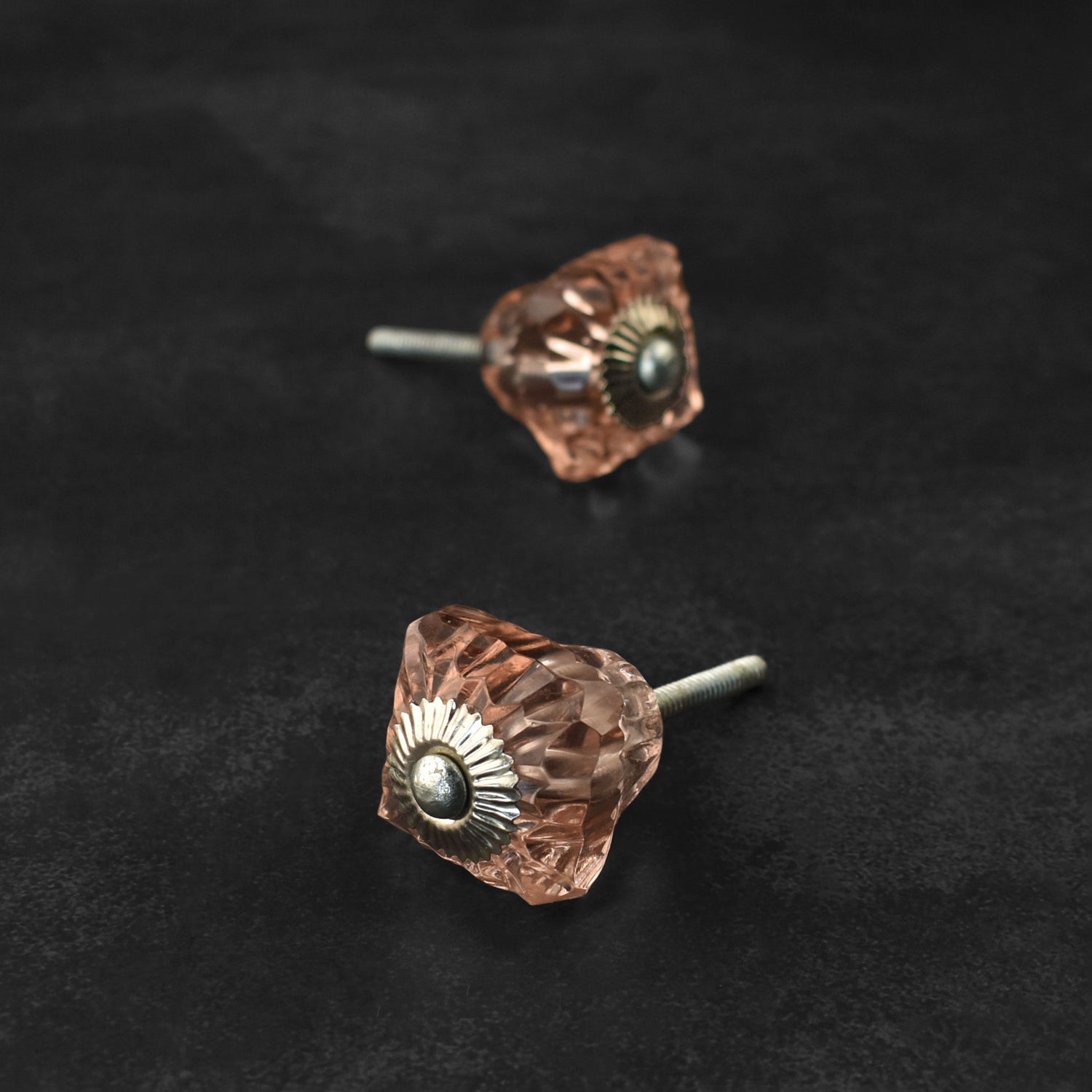 Menes Amber Cut Glass Cabinet Door Knob and Pull