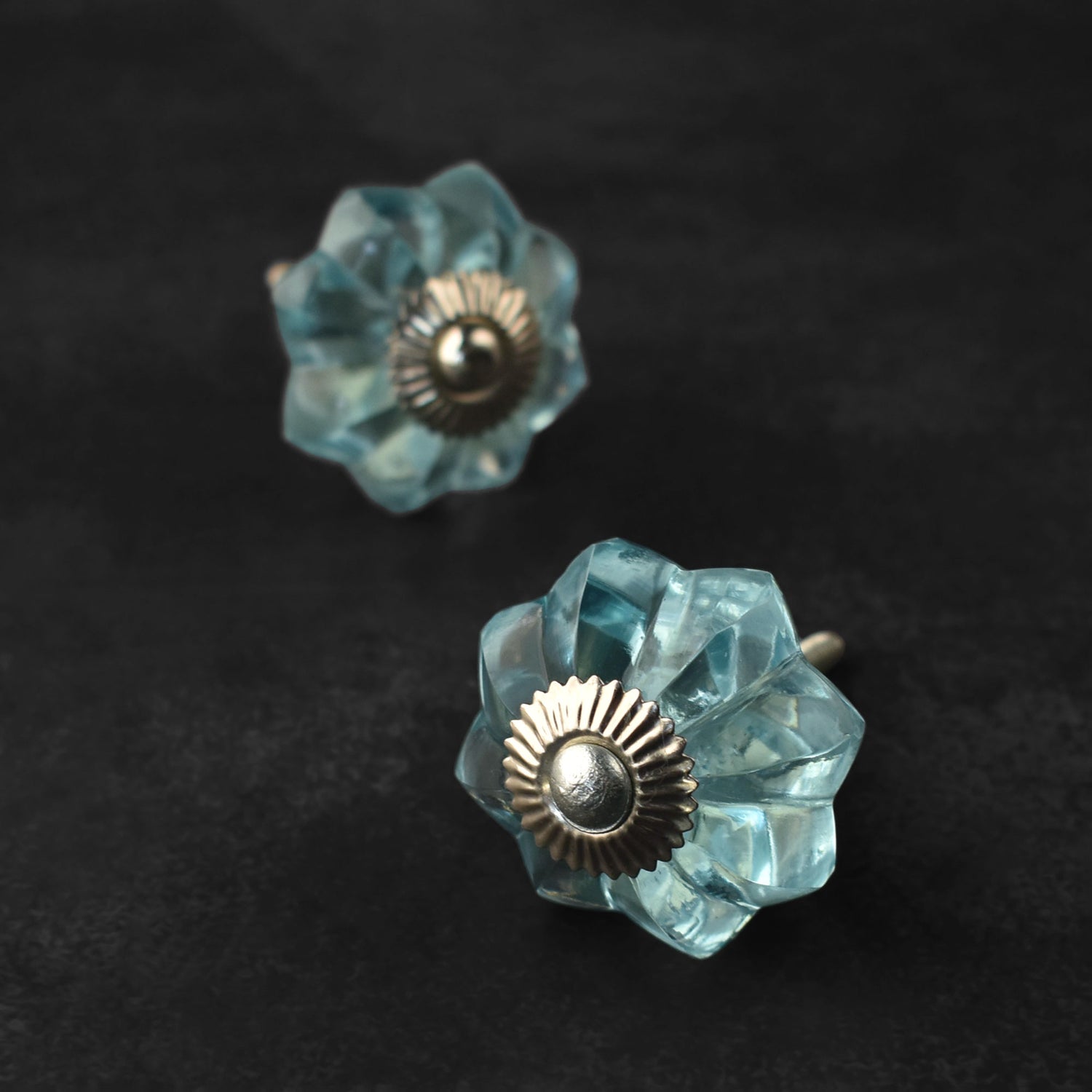 blue glass cabinet drawer knobs