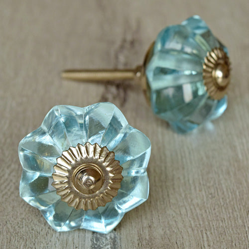 blue glass door knobs