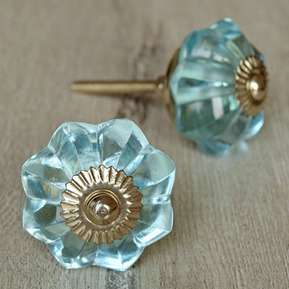 blue glass door knobs
