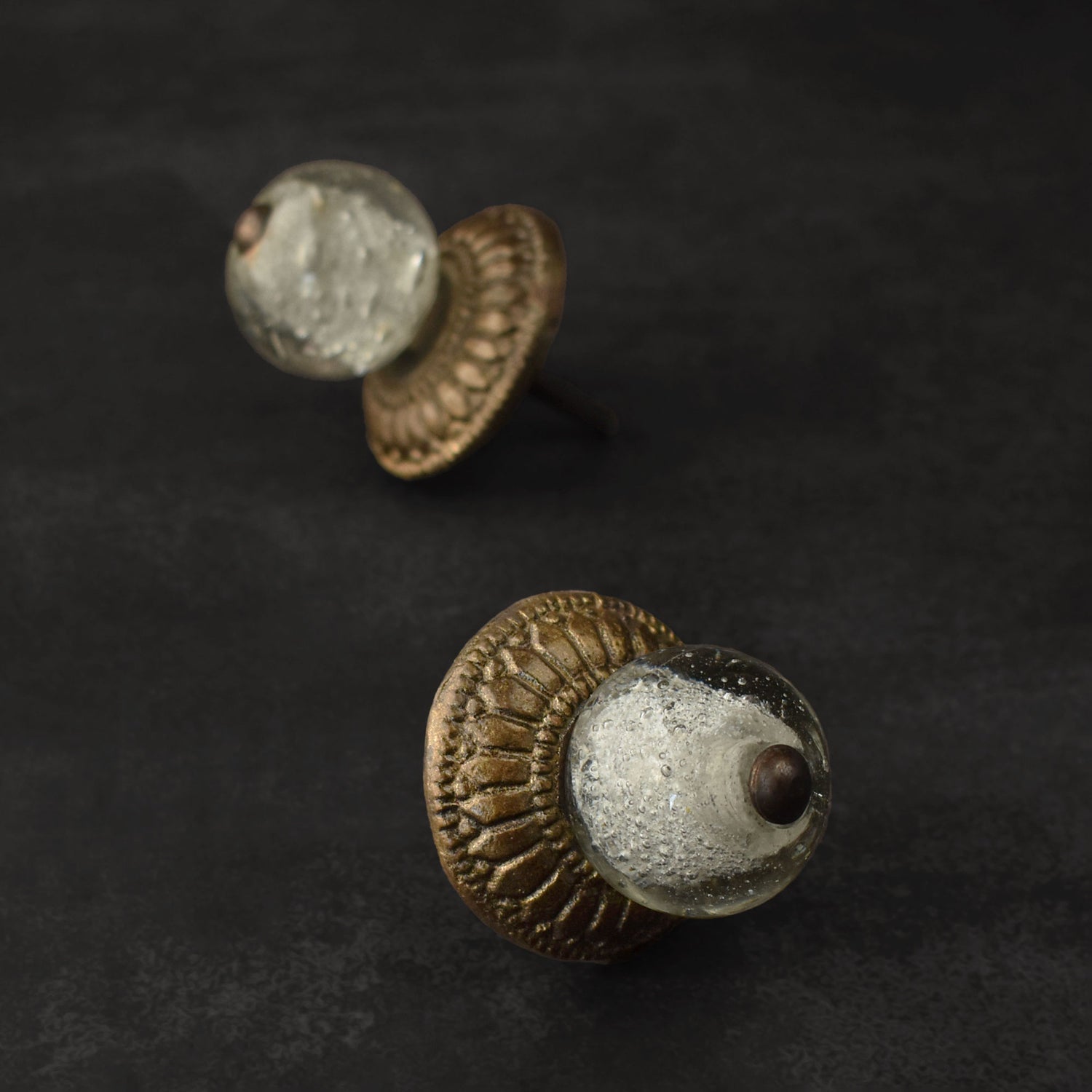 Khafre Round Bubble Glass Cabinet Door Knob and Pull