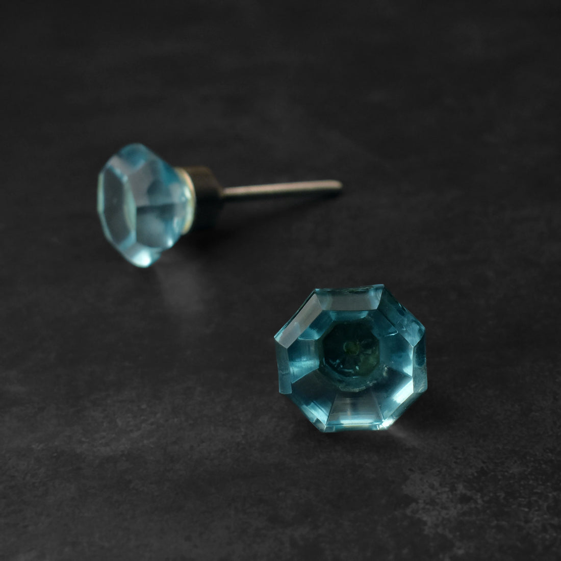 Ahmose Aqua Hexagon Glass Cabinet Door Knob