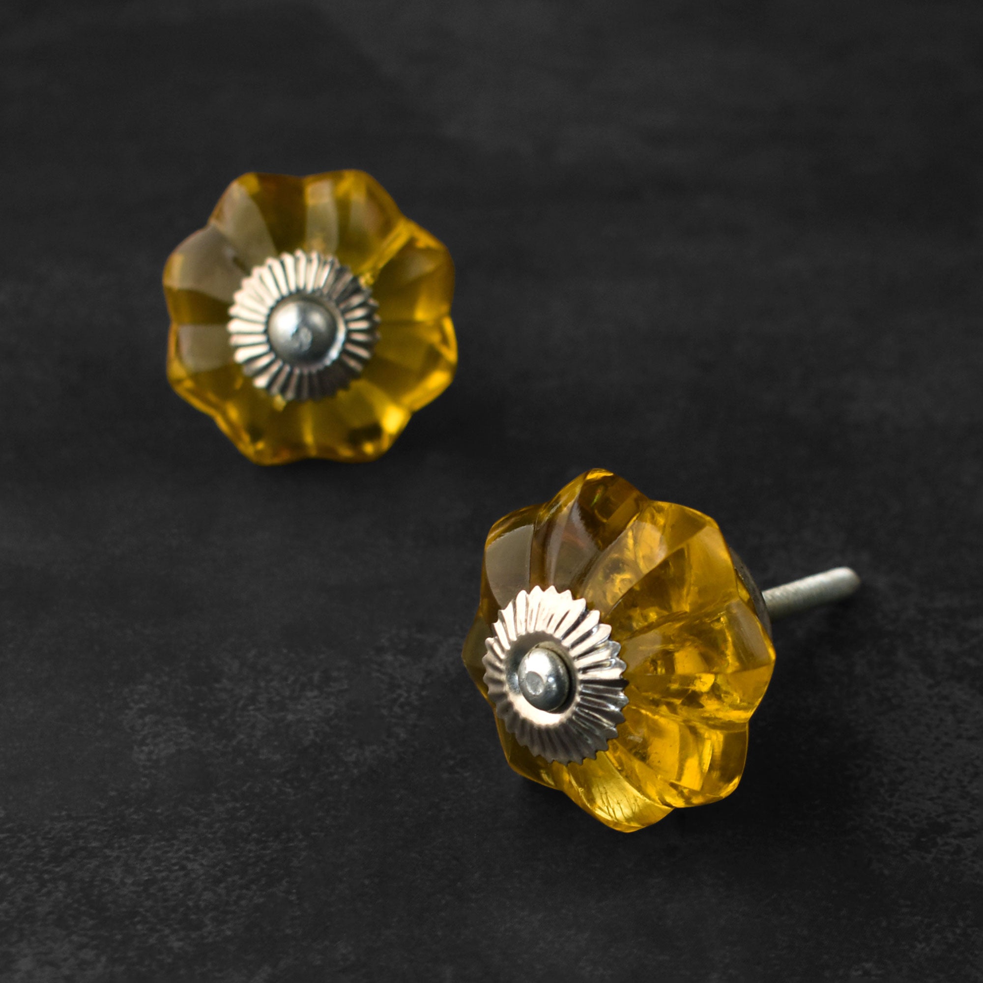 yellow glass drawer knobs